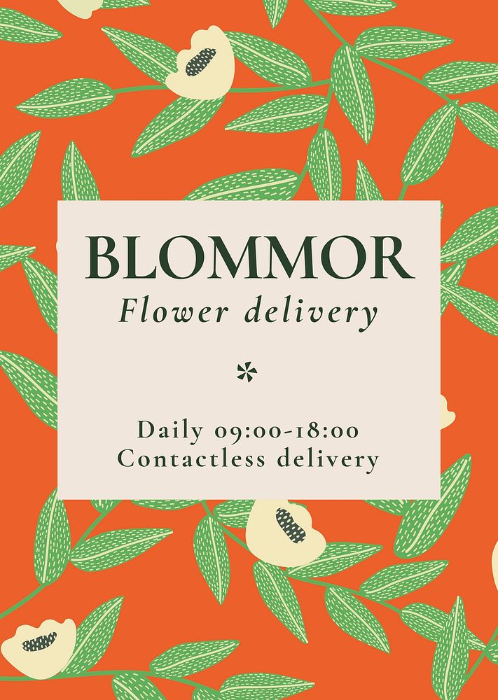 Flower delivery poster template vector