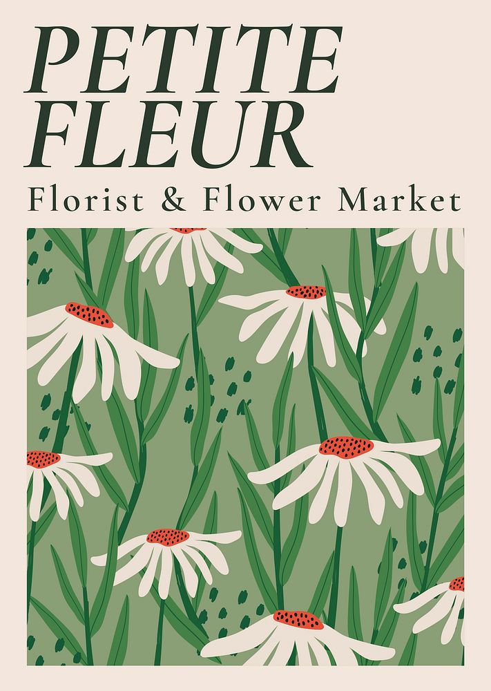 Flower market poster template vector