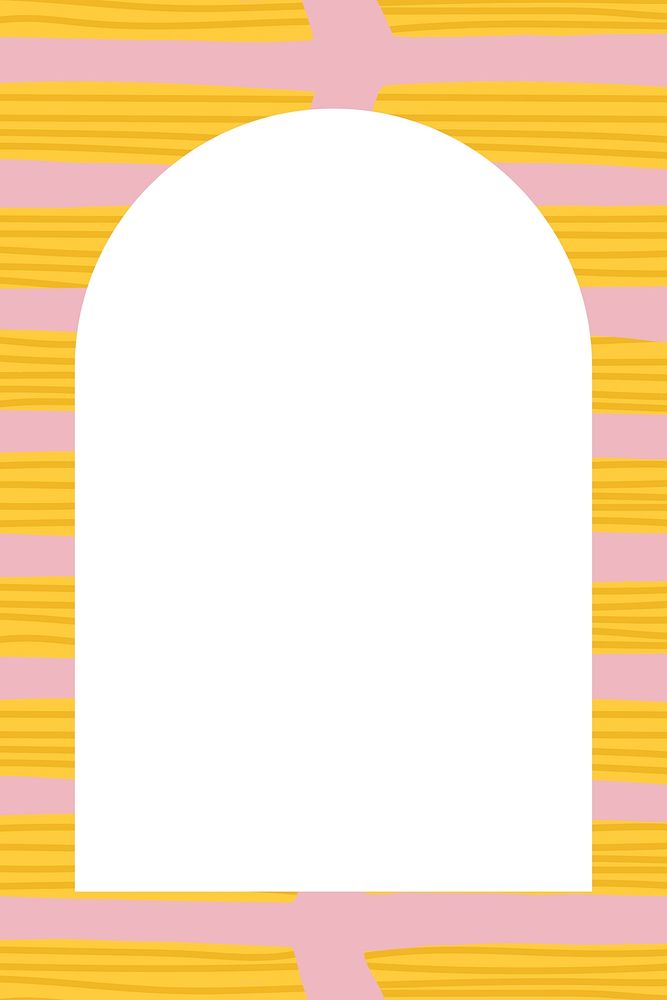 Cute penne pasta frame in arched shape doodle food pattern