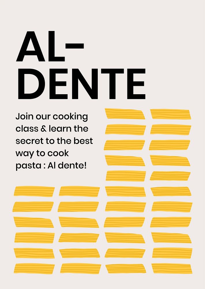 Cute pasta doodle template psd for food poster
