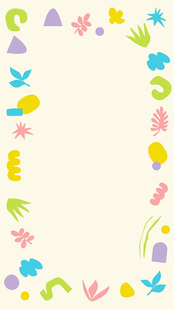 Cute memphis iPhone wallpaper frame, colorful beige background vector