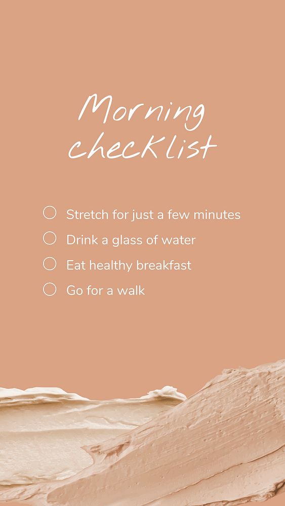 Morning checklist template, aesthetic cream texture vector