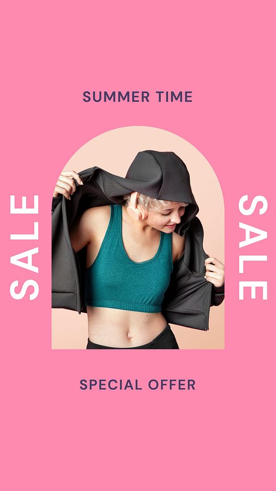 Fashion sale template, sportswear Instagram ad vector