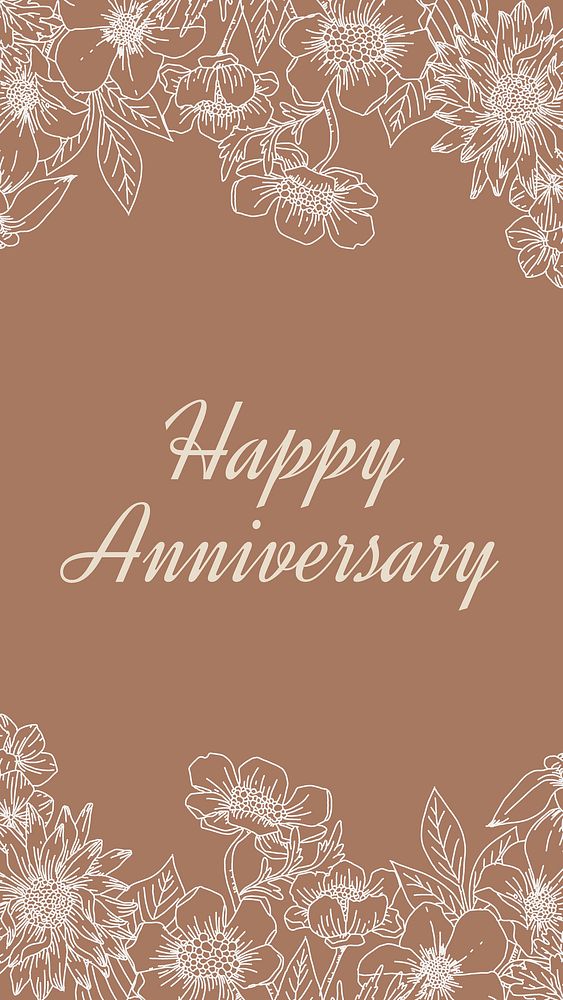 Happy anniversary Instagram story template, aesthetic floral vector