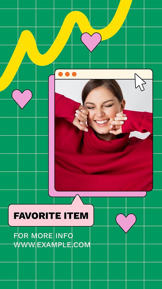 Fashion Instagram story template, retro Memphis style vector
