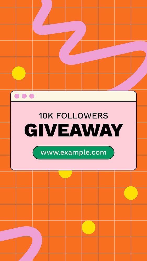 Giveaway Instagram story template for online fashion shop, retro Memphis style vector