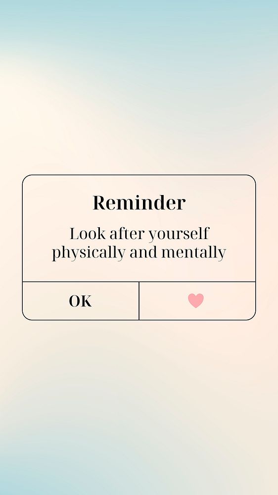 Reminder Instagram story template, cute self love design vector