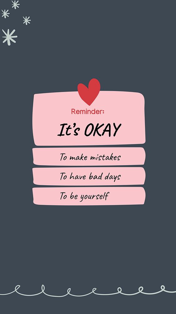 Reminder Instagram story template, cute self love design vector