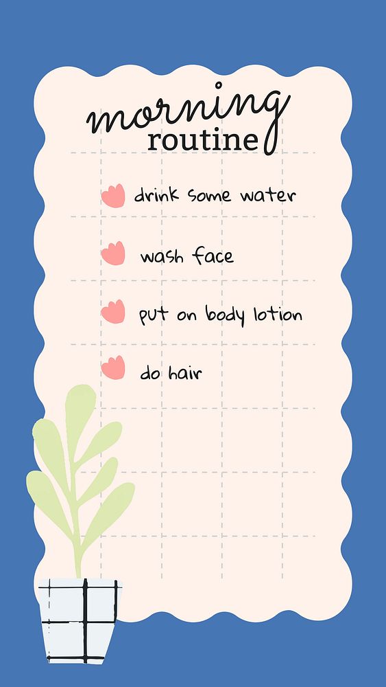 Routine checklist Instagram story template, self love design vector