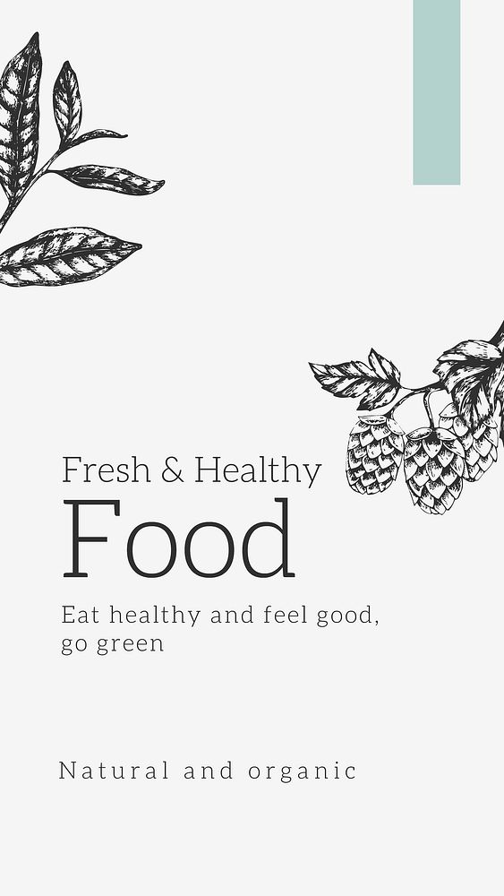 Healthy diet Instagram story template, aesthetic editable food design vector