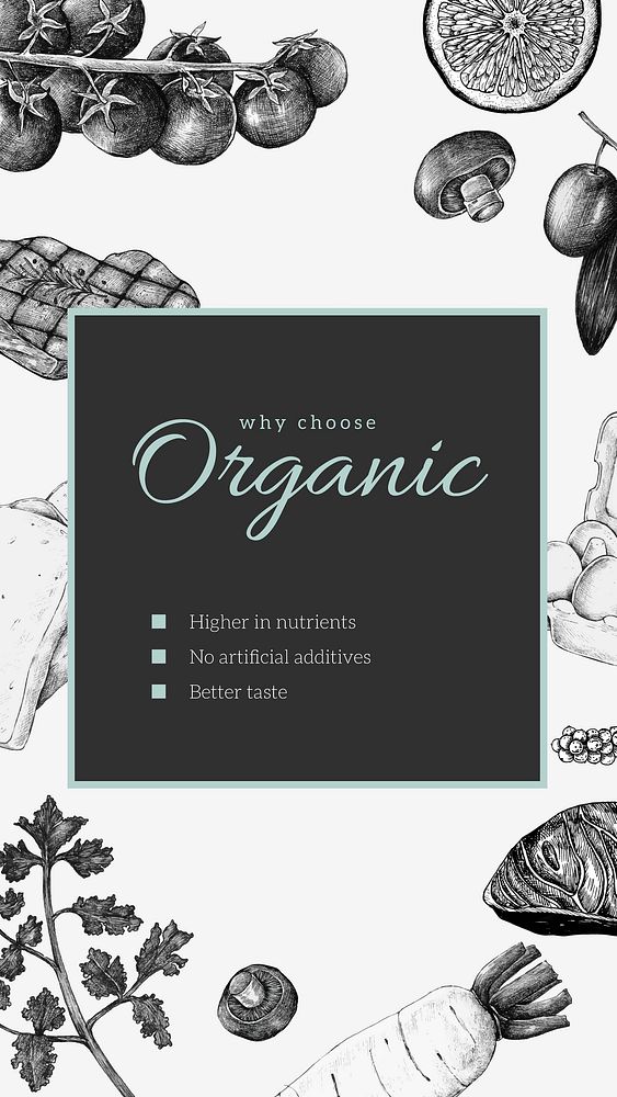 Organic diet Instagram story template, editable food design for small business vector