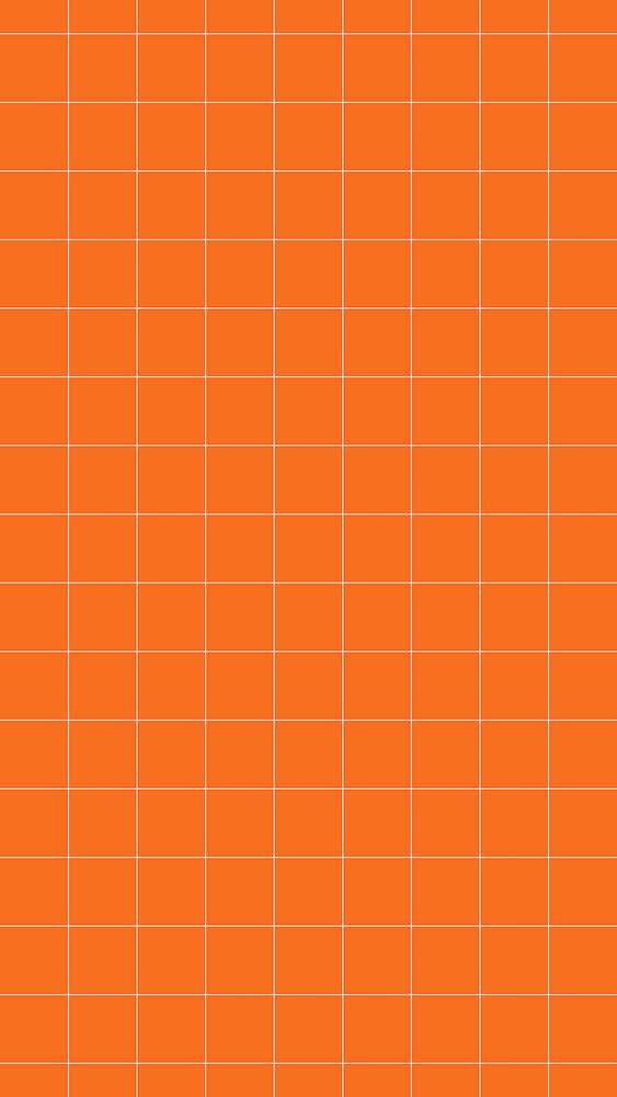 Orange grid phone wallpaper, aesthetic design background