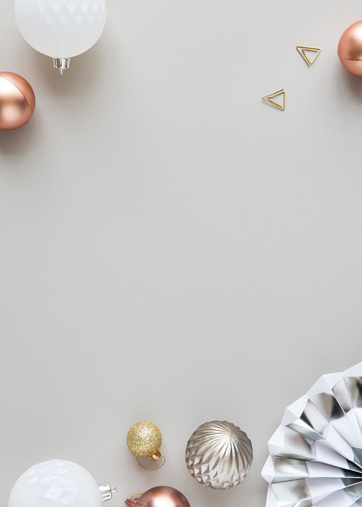 Festive baubles on a gray background