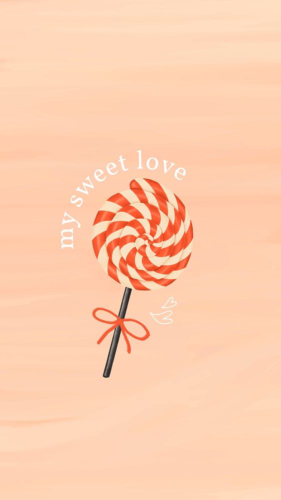 Hand drawn sweet lollipop mobile background template vector