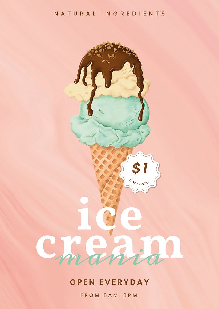 Ice cream mania poster template illustration