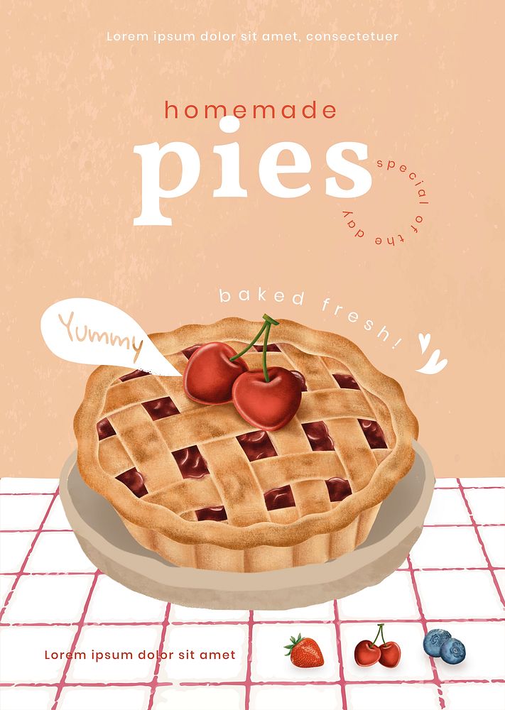 Homemade pies poster template illustration
