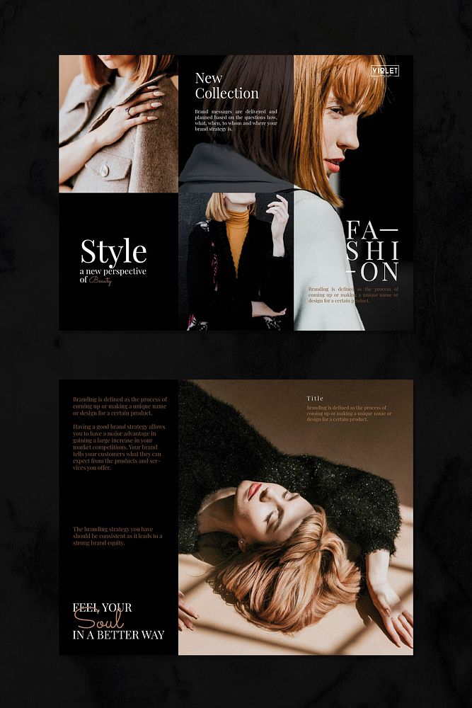 Black fashion brochure template vector