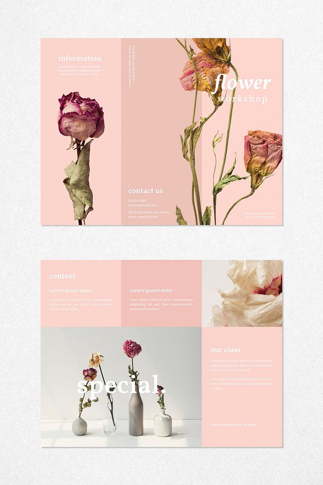 Flower workshop brochure template vector