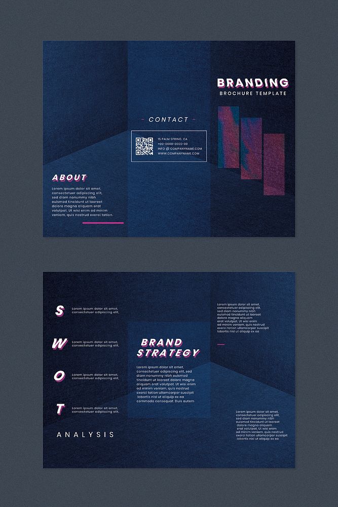 Dark blue branding brochure template vector