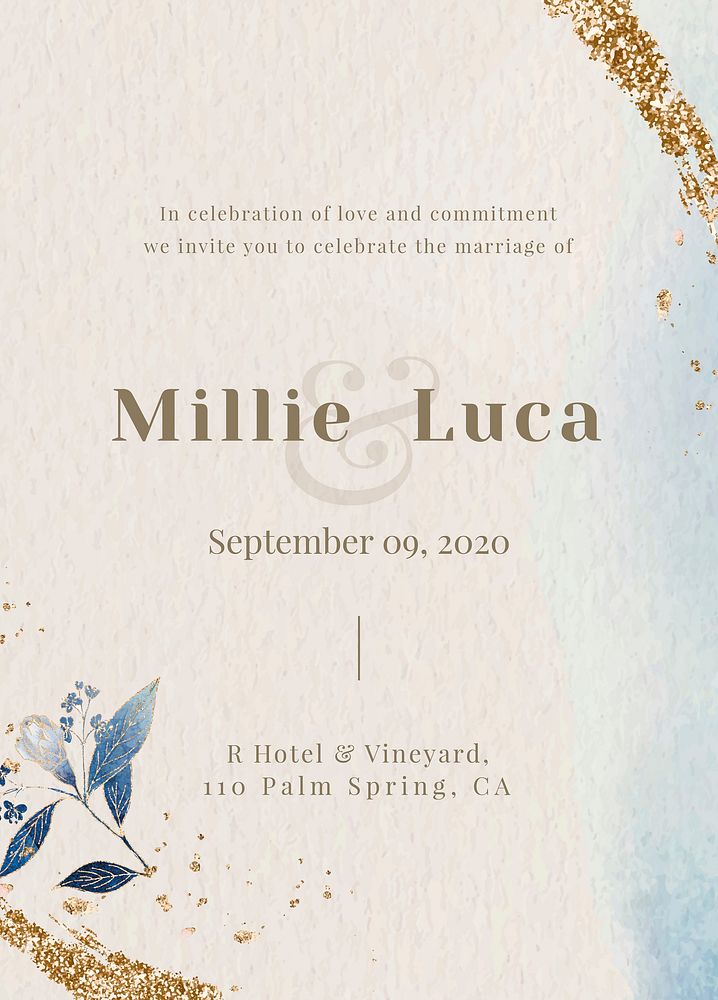 Beige wedding invitation card template vector