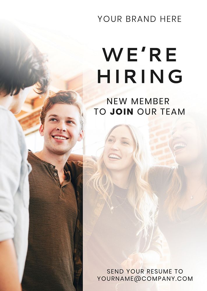 We're hiring new member to join our team poster template mockup
