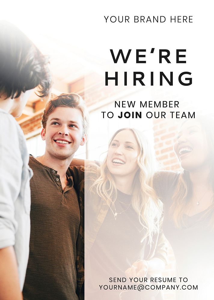 We're hiring new member to join our team poster template vector