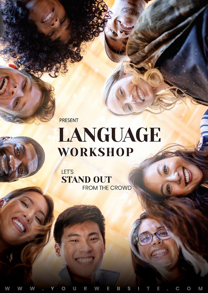 Language workshop poster template vector