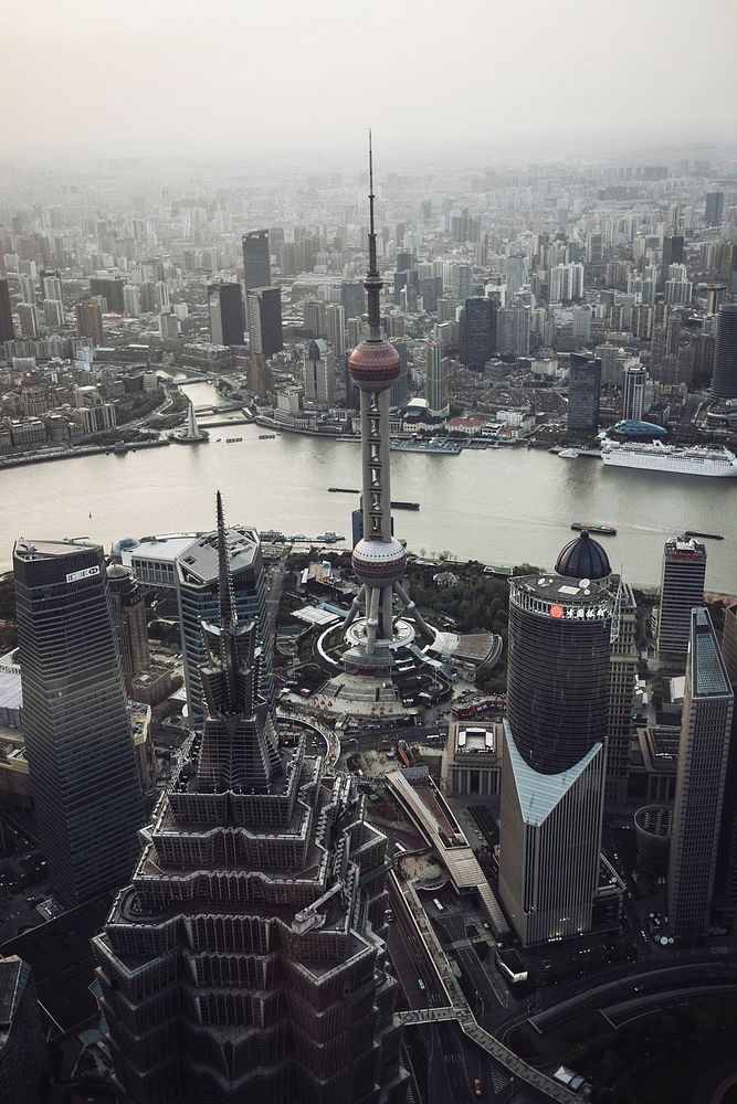 Oriental Pearl Tower, Shanghai, Chaina. Original public domain image from Wikimedia Commons