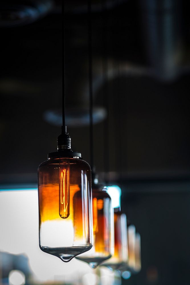 Lamps in the cafe. Original public domain image from Wikimedia Commons