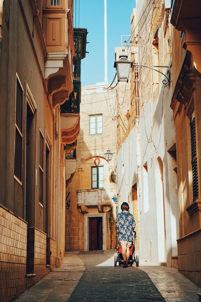 Strolling around Victoria, Malta. Original public domain image from Wikimedia Commons