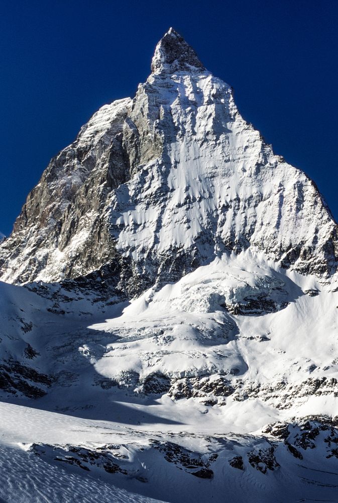 Snow mountain in Zermatt, Switzerland. Original public domain image from Wikimedia Commons