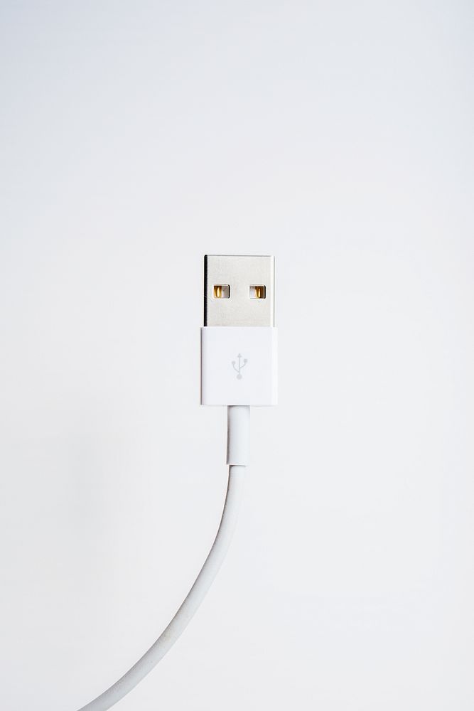 White sync cable. Original public domain image from Wikimedia Commons