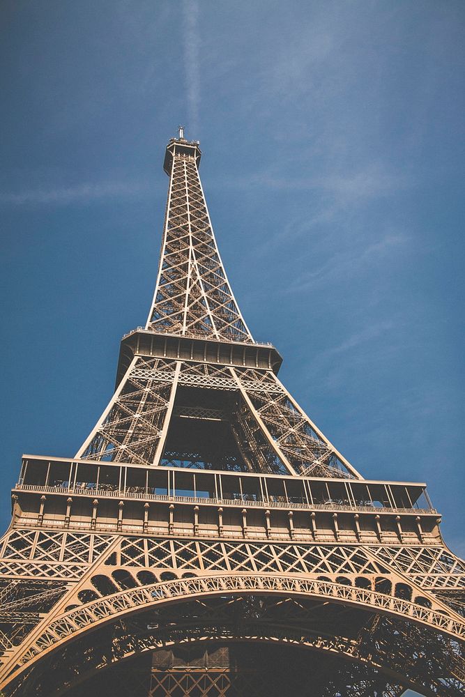 Eiffel Tower in Paris. Original public domain image from Wikimedia Commons