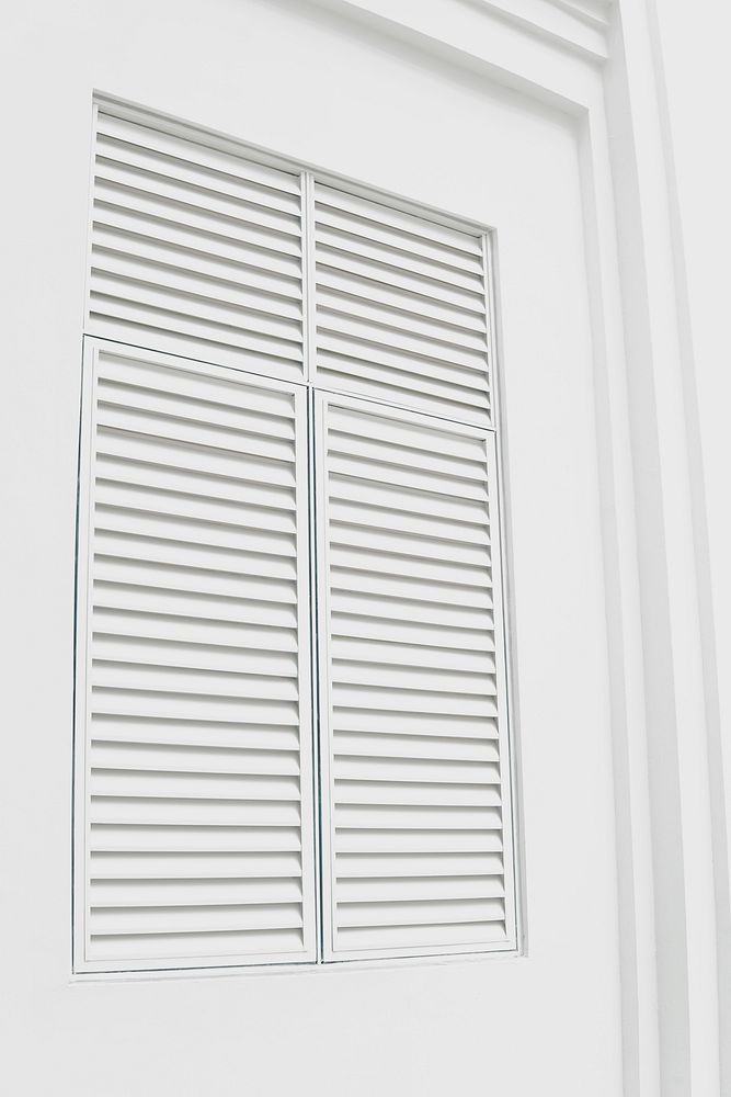 White wooden louvered door. Original public domain image from Wikimedia Commons