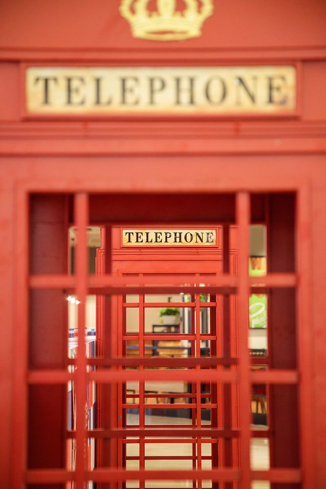 Red telephone booth. Original public domain image from Wikimedia Commons
