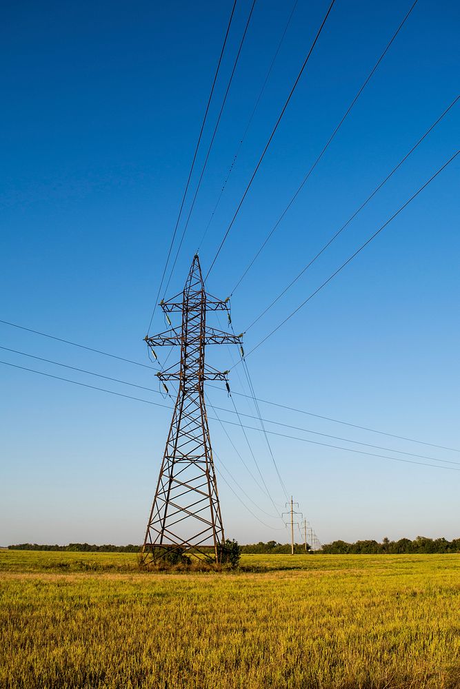 Landscape photography of transmission tower. Original public domain image from Wikimedia Commons