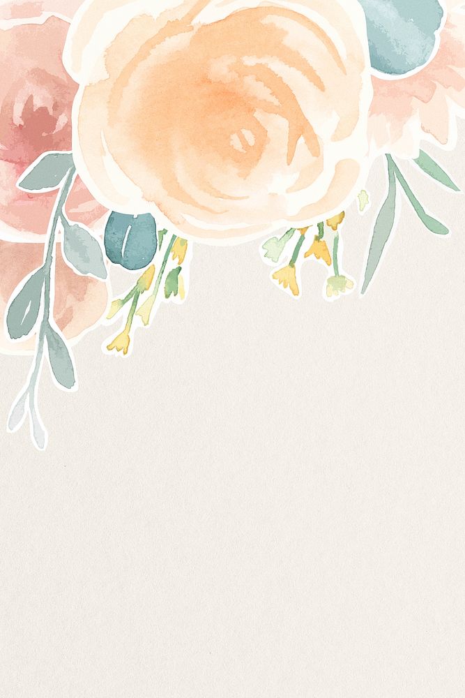 Flower border frame, old rose floral psd illustration