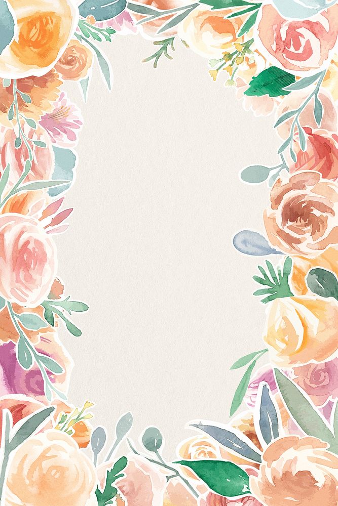 Rose frame design, watercolor flower psd graphics  