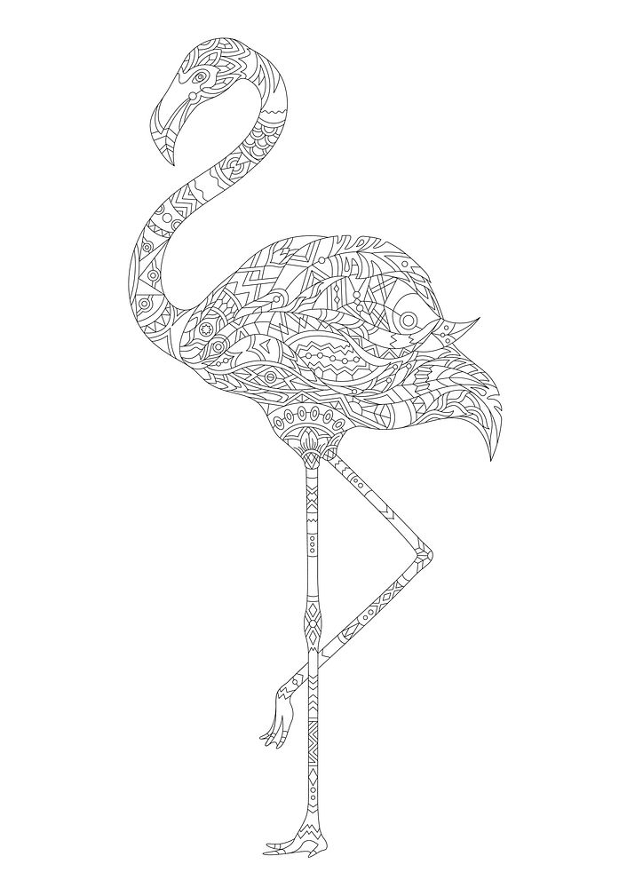 Coloring page of a flamingo