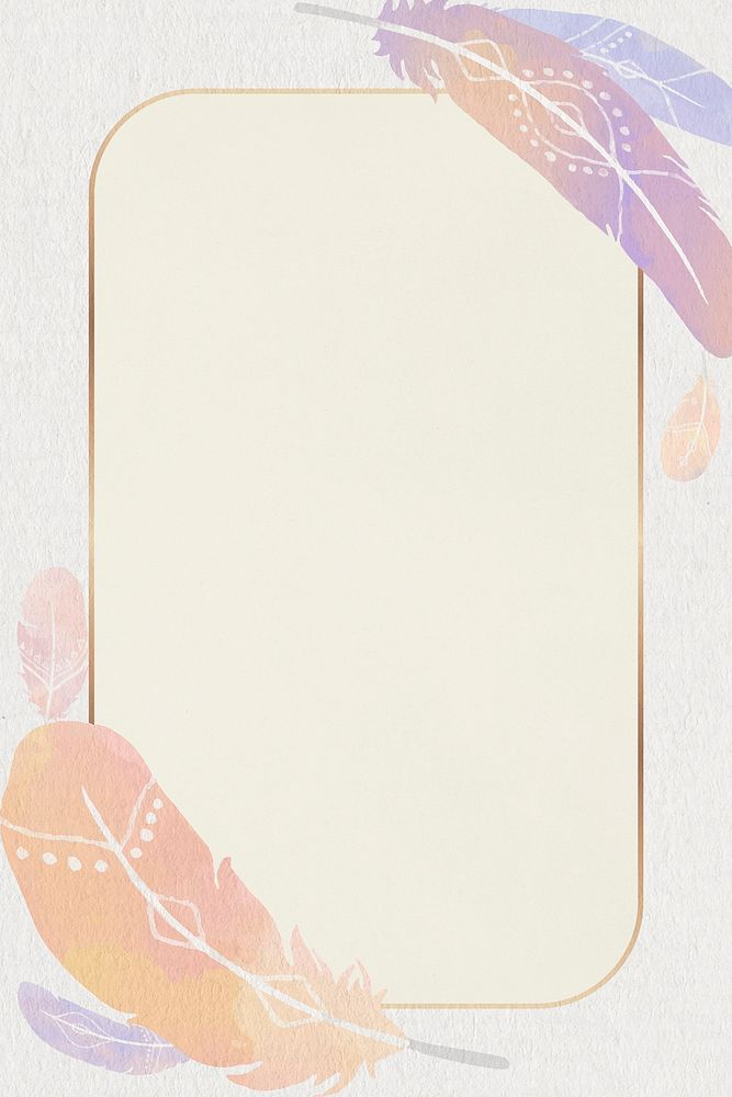 Gold frame psd pastel Boho feather