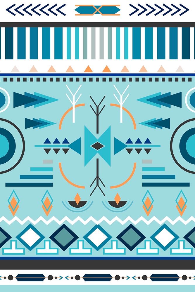Blue tribal pattern background, textile design