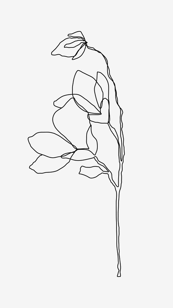 Single line flower drawing in hand drawn style vector