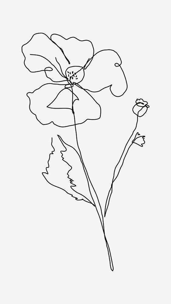 Single line flower vector in hand drawn style