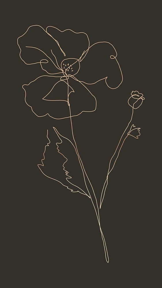 Aesthetic flower psd background monoline drawing