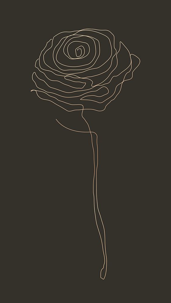 Aesthetic flower psd background rose monoline drawing