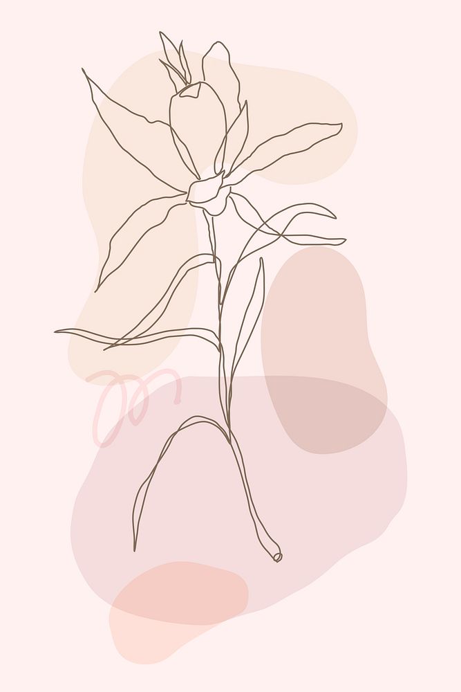 Flower single line art vector in pink