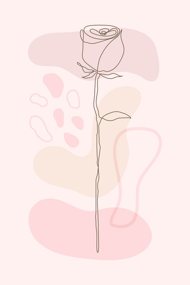 Rose flower line drawing vector in feminine style