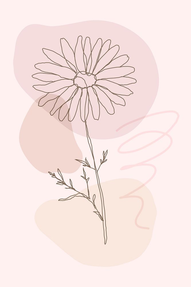 Flower hand drawn vector in pink memphis design