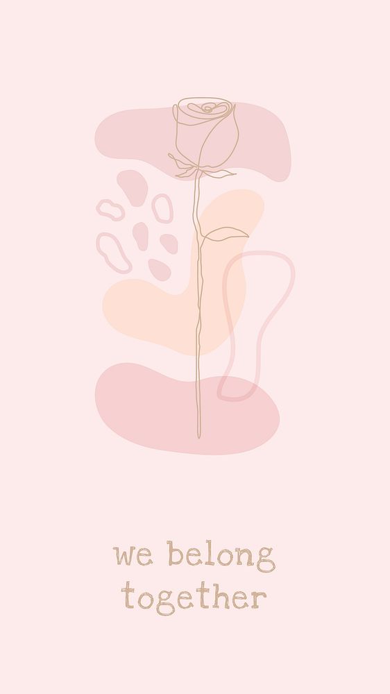 iPhone pink wallpaper template vector with rose flower