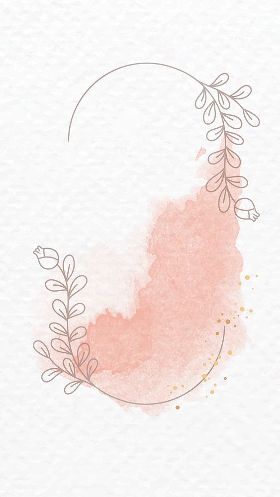 Frame vector in pink floral ornament watercolor style